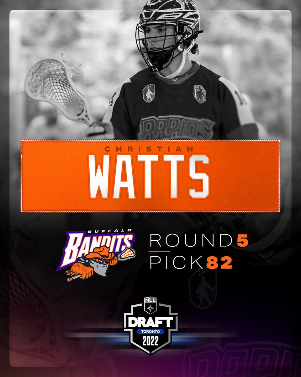 With the 82nd pick in the 2022 <a href="/NLL/">NLL</a> Draft, we have selected Christian Watts.

#LetsGoBandits