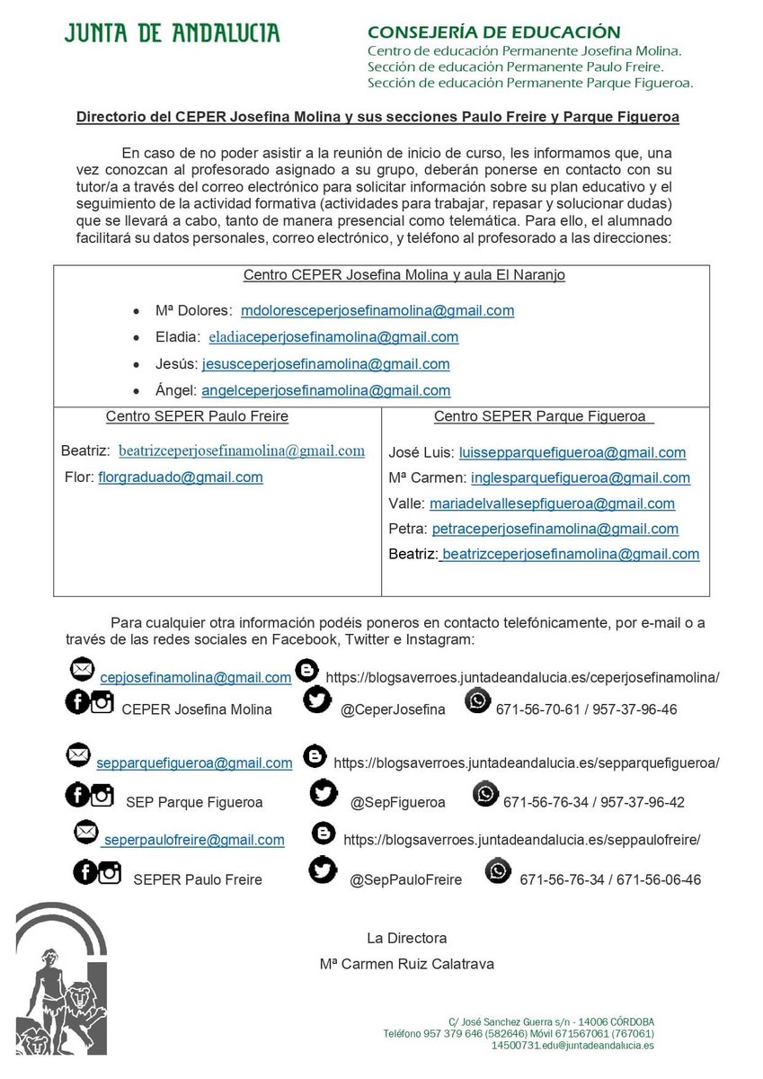 SepFigueroa's tweet photo. Para poder acceder a toda la información relacionada con el centro,plan educativo y tu grupo, además de conocer el correo electrónico de tu tutor/a, te dejamos el Directorio del CEPER y sus Secciones, esperando que te sea de utilidad en la docencia presencial y en la telemática. https://t.co/O5lQmqrsd3