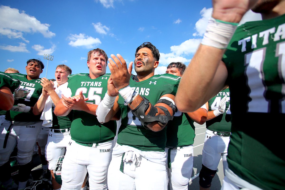 IWUTitanFball's tweet photo. 📸 That season-opening win feeling  

#TGOE #d3fb https://t.co/7l6YWupiXw