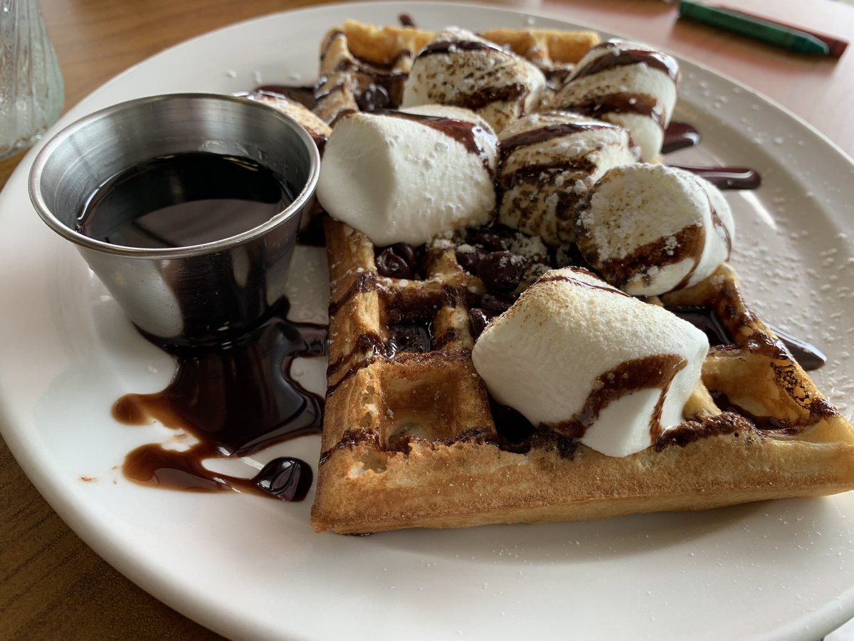 CulinarySHHS's tweet photo. Lunch @JsDiner1  great food all around. The Greek salad was great after a 30 mile bike ride. S’mores waffles, Chicken n’ Waffles and chicken souvlaki. https://t.co/Pu7jy7VQea