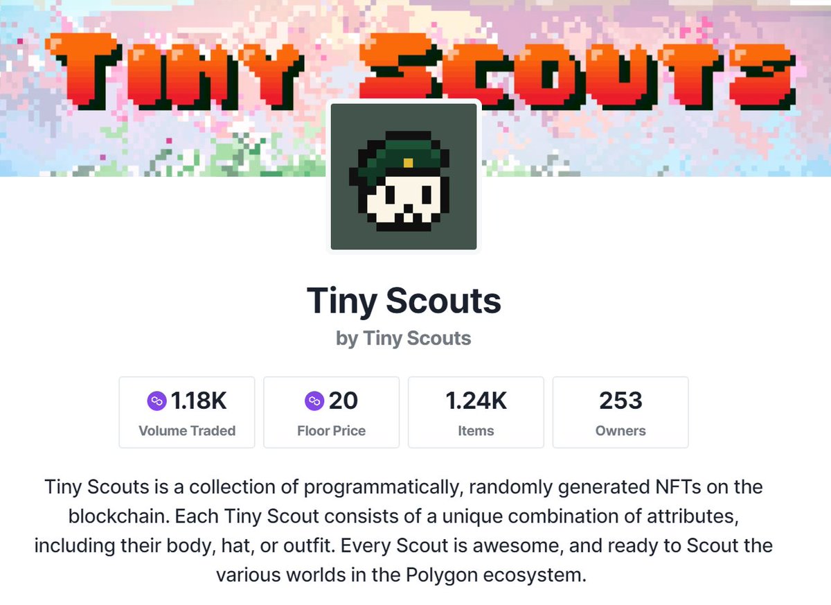 TheScoutsNFT's tweet photo. We've offically surpassed more than 1k $MATIC volume on @OnePlanet_NFT @0xPolygon !🚀
Scouts will #KeepScouting 🎒 https://t.co/22uNFNOMeJ