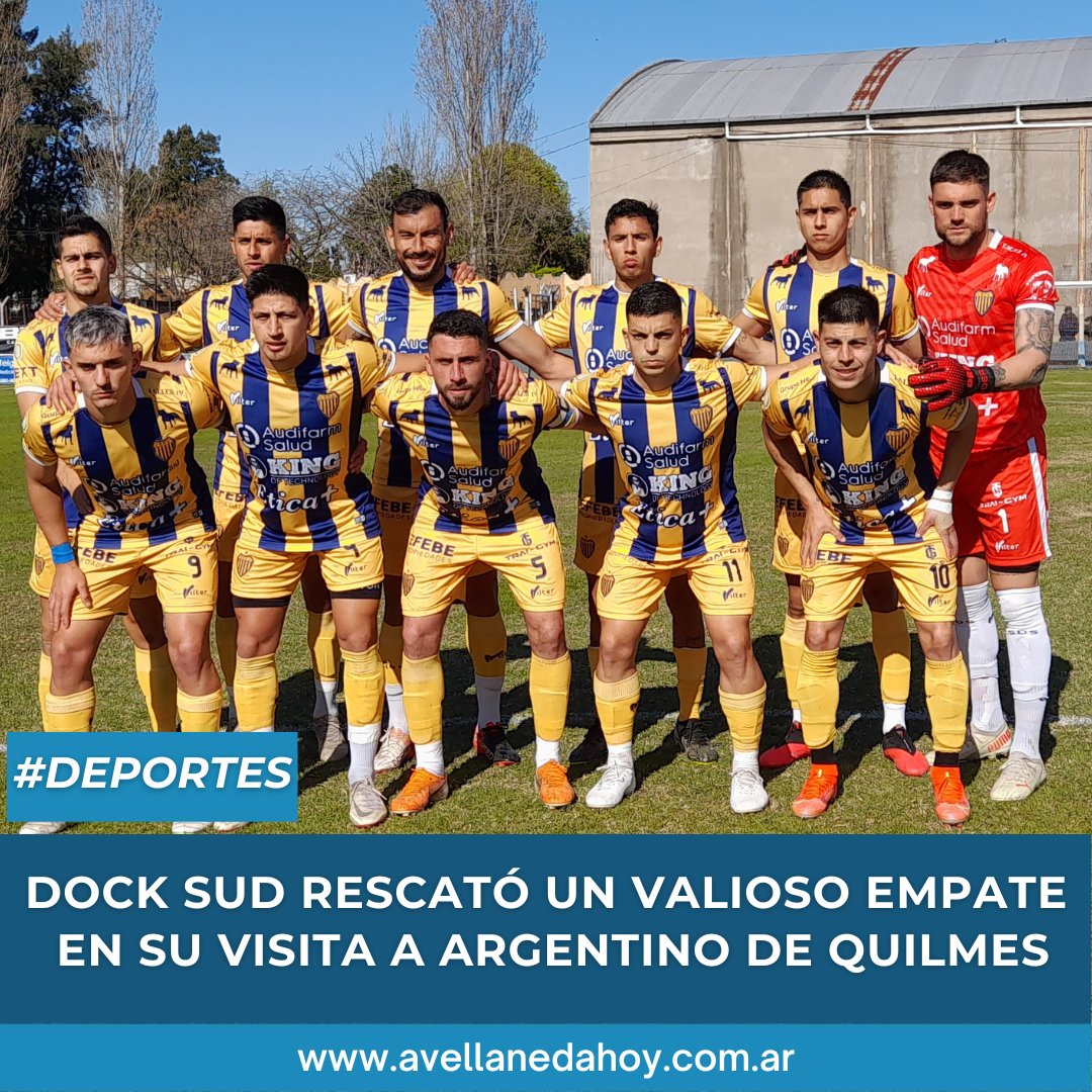 avellaneda_hoy's tweet photo. #DEPORTES | #DockSud rescató un valioso empate en su visita a #ArgentinoDeQuilmes

⚽🏆El equipo dirigido por Cristian #Tula igualó 1-1 en la Barranca quilmeña, con un gol de Nahuel #Troxler, a minutos del final. https://t.co/JNvCFN13iF