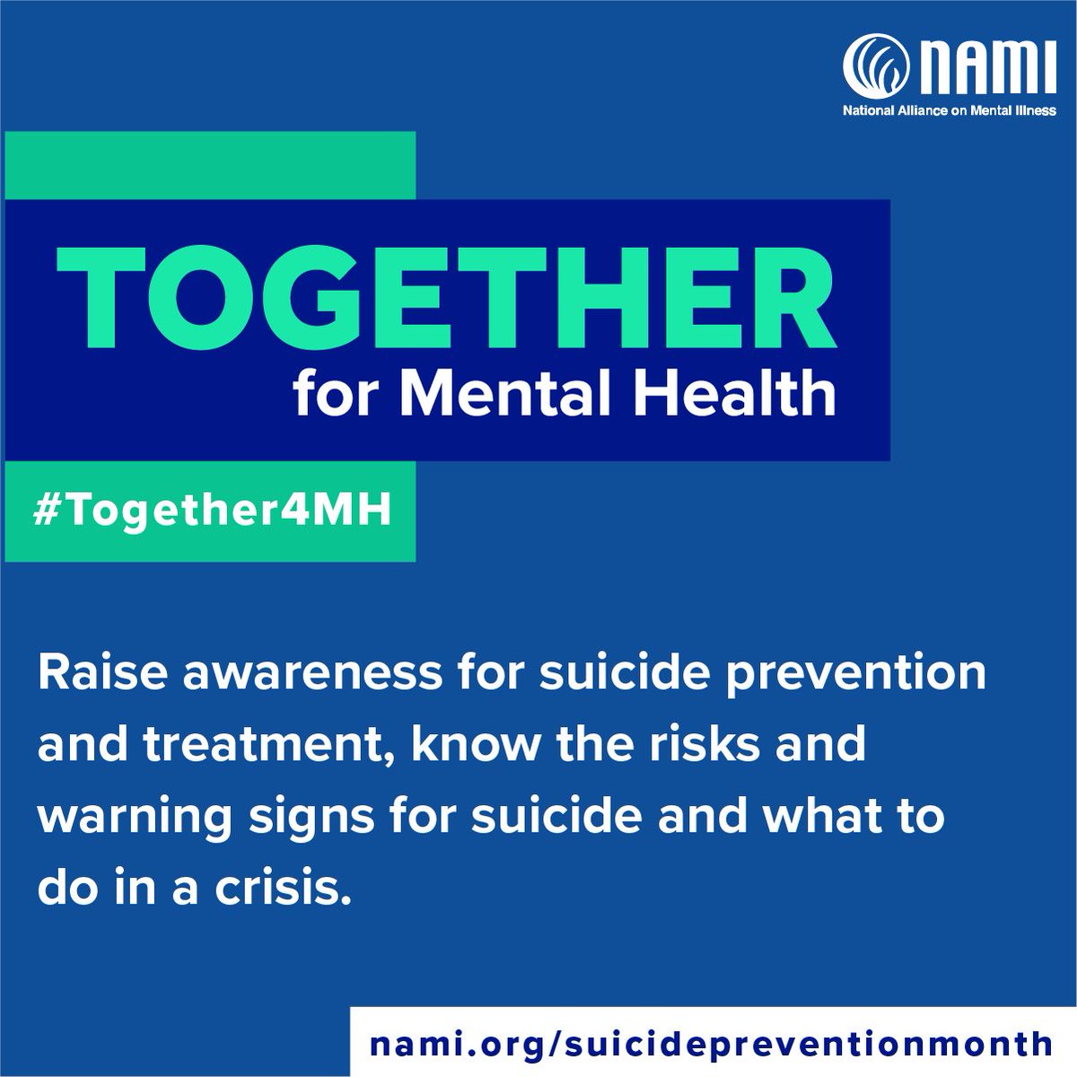 Today is #WorldSuicidePreventionDay. Let’s all raise awareness for suicide prevention and treatment. NAMI Florida is here for you, and #YouAreNotAlone. If you or someone you know is having suicidal thoughts, please call 988. 

Learn more: nami.org/Get-Involved/A…

#Together4MH