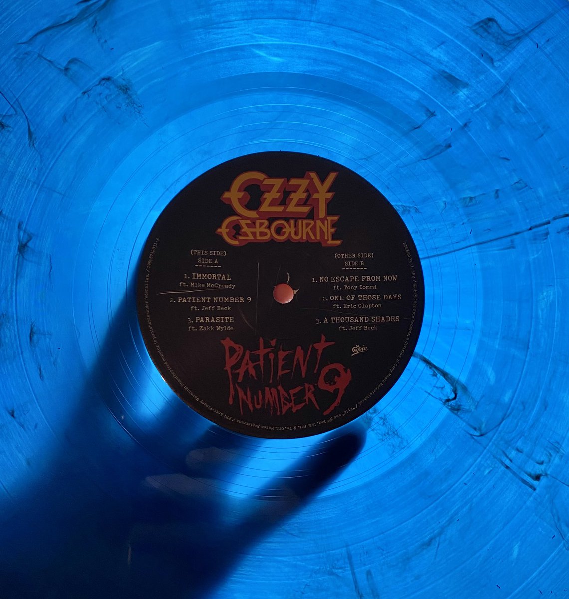 Already rocking out to this blue smoke vinyl 🔥🔥🔥 @OzzyOsbourne #Ozzy #OzzyOsbourne #PatientNumber9
