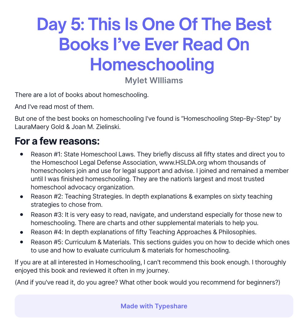MyletW's tweet photo. Day 5 of 30 - Sharing my journey in homeschooling. https://t.co/UxLfMsQXHr