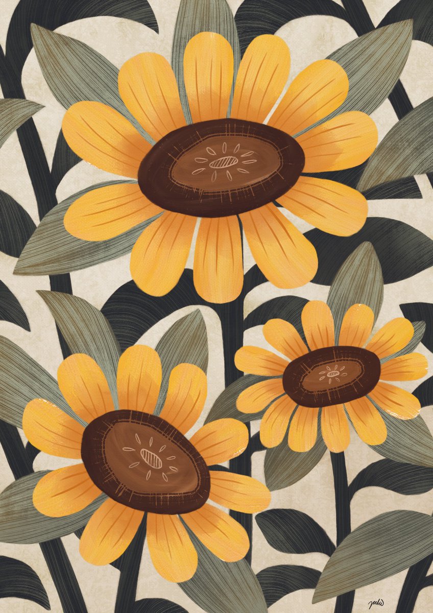uli_est's tweet photo. I just love sunflowers 🌻 #illustraion https://t.co/3OAuKIctsj