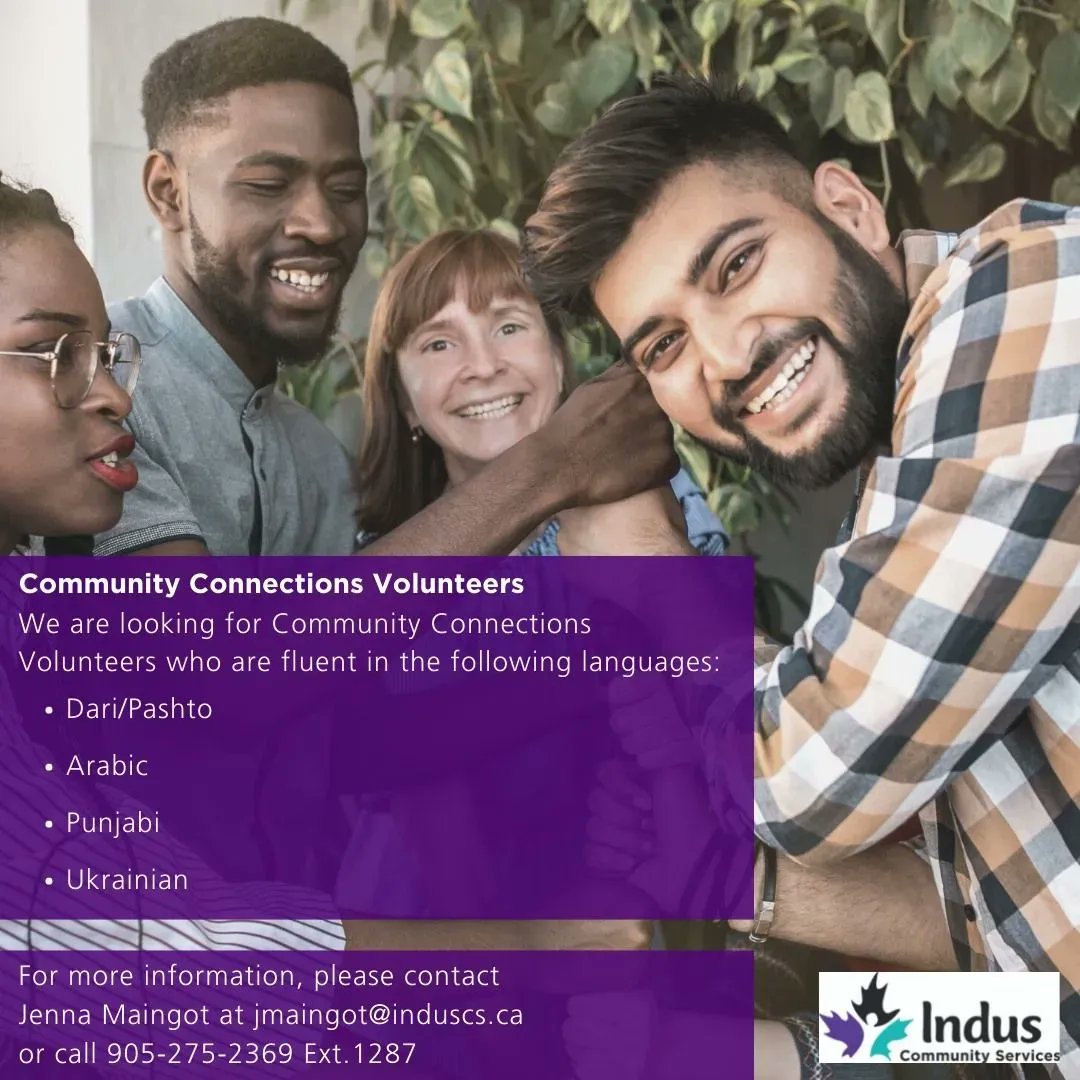 Indus_Helps's tweet photo. We are looking for Community Connections Volunteers who are fluent in the following languages:
-Dari/Pashto
-Arabic
-Punjabi
-Ukrainian
For more information: please contact: jmaingot@induscs.ca or call 905-275-2369 Ext. 1287
#IndusHelps https://t.co/rC4wy1dc8I