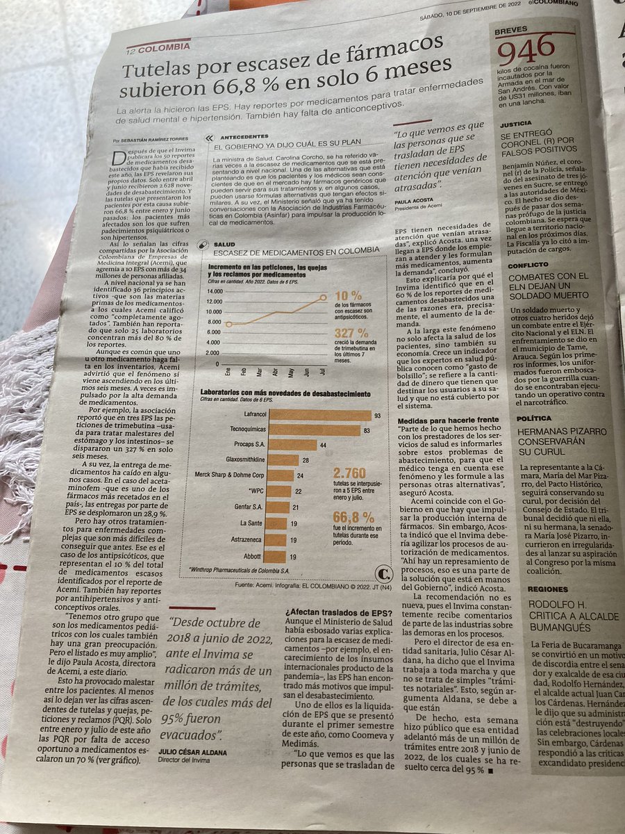 olgamariaruiza2's tweet photo. Señora ministra @CarolinaCorcho, cómo así q ante el agotamiento de muchos medicamentos, nos tenemos q defender con los genéricos y que se debe esperar a que Colombia los produzca? Eso no da espera, existen organismos q no responden a los genéricos. 
Si deber es gestionar urgente https://t.co/Me0G8ACf7C