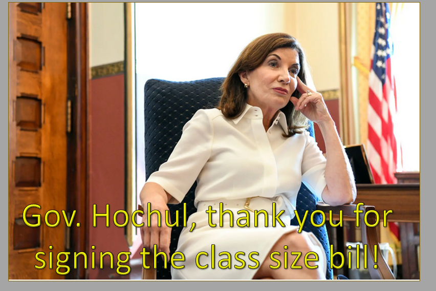 leoniehaimson's tweet image. Here is someone that needs to be added to @ClassSizeMatter Hall of Fame:  Thank you @GovKathyHochul, thank you for signing the #classsize bill!