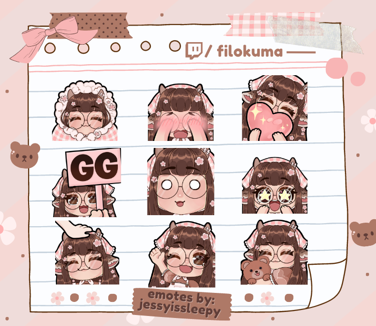 drowsy_cupid's tweet photo. just wanted to show off the CUTEST emotes i just finished for the lovely @filokuma !! i hope you all like them as much as i do ~ 🤎

꒰#jessysdoodles | #fillust ꒱ https://t.co/l2YsXfe414
