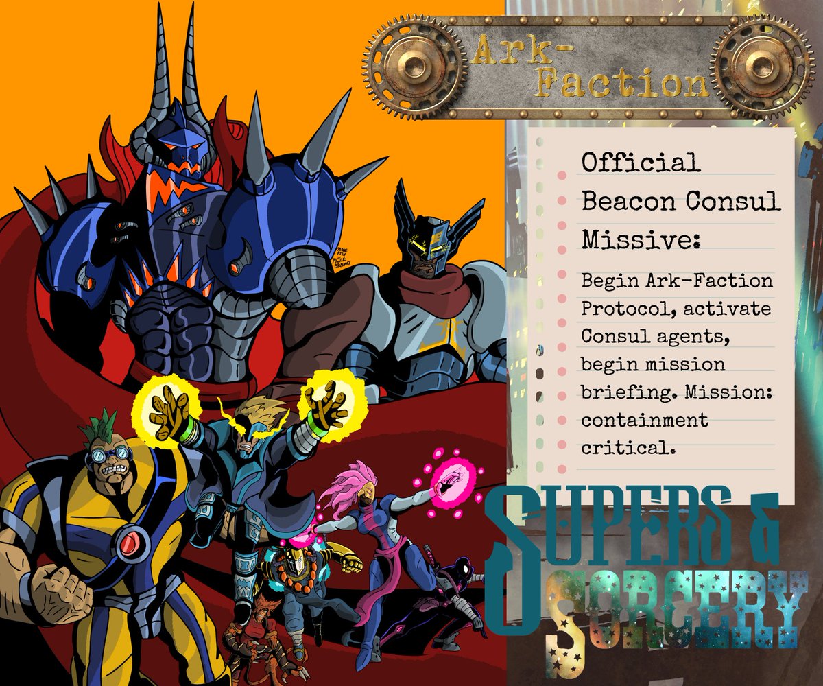 DaylightPublLLC's tweet photo. Dropping tomorrow on @DriveThruRPG is #SupersNSorceryPresents #ArkFaction! 

Writing: @aepoore @MuppetofaMiscia @TabiWritesStuff @ThatOneGrlBhndU 

Art: @opheliona @ShadeFish1 @auwnanas 

Editing: @ewokchik16 

Layout: @goblinlyde 

16 NPCs, 4 locals, 4 items, 2 subclasses! https://t.co/tmHu1FckyW