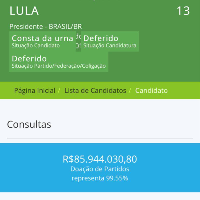 A campanha do ex-presidente Lula ultrapassou a marca de R$ 85 milhões recebidos do fundo partidário.

É, de longe, a maior coligação, com 10 partidos.