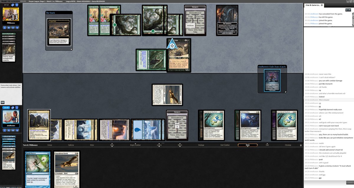 DannydeRooij's tweet photo. Round 1 after a hiatus. Thanks to nice opponent explaining me what cards do. #mtgpauper #mtgopauper #iniative #wasted10tix https://t.co/WaYIBCOUFP