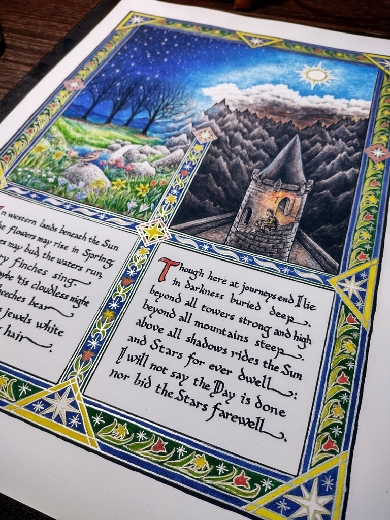 MatejCadil's tweet photo. Prints of my picture "In western lands beneath the Sun" are now available. And not just ordinary prints, but hand-embellished art prints (like the ones of my last year's most popular picture "The Light of Hope"). See here: https://t.co/IM5MoF90Ns
#tolkienart #tolkienquote https://t.co/jNDQgc6kPD