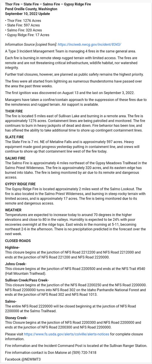 EWFIREANDHAZARD's tweet image. #ThorFire
#SlateFire
#SalmoFire
#GypsyRidgeFire

Pend Oreille County, Washington