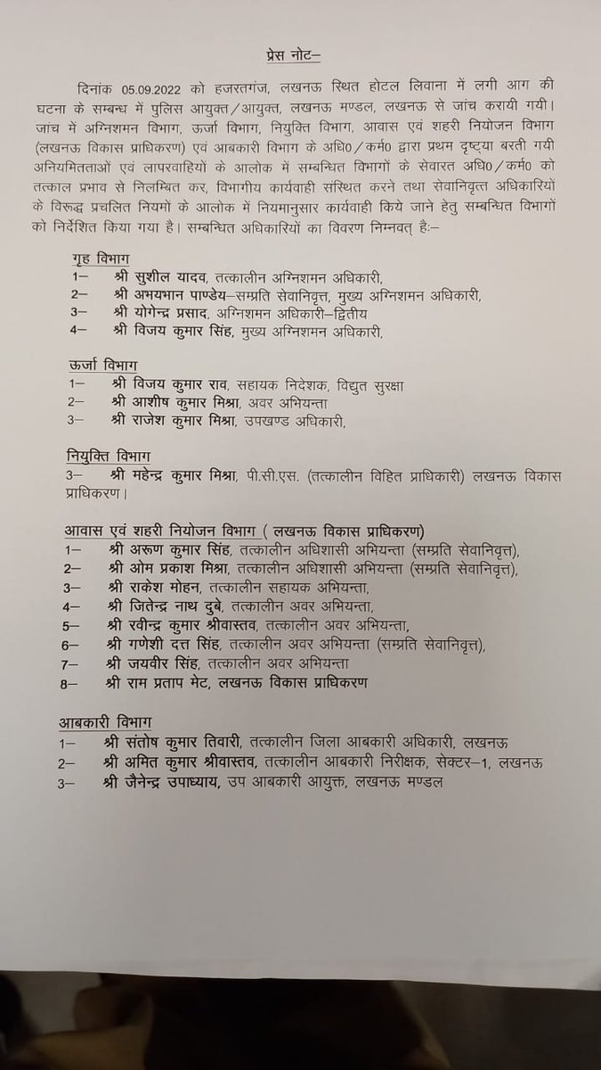 लेवाना होटल अग्निकांड में अधिकारियों पर कार्रवाई