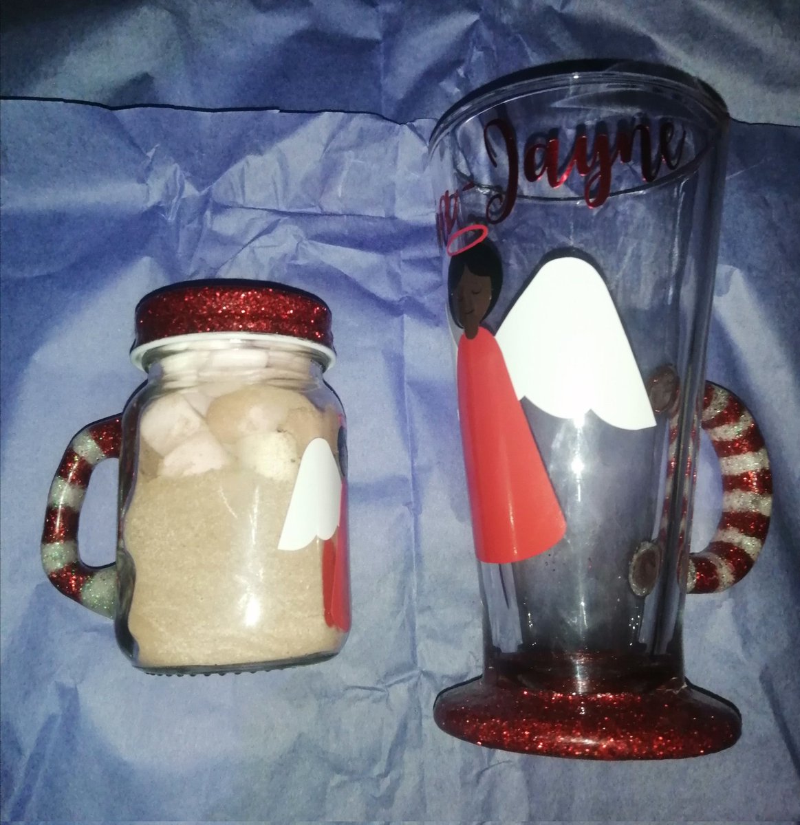 BarrelQuad's tweet photo. I love making these especially candy cane patterns latte and mini Mason jar set ❤️ https://t.co/bEyGImSgdj