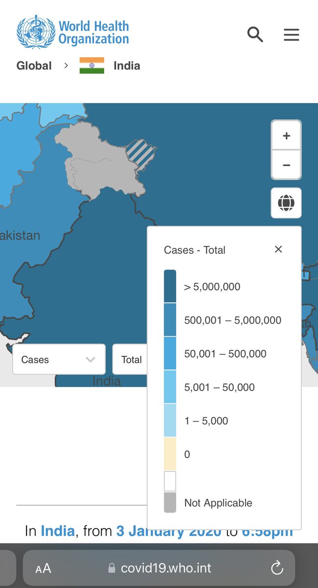 _prateeksan's tweet photo. Sorry @WHO, J&amp;K is a Union Territory and an integral part of India. Please correct your “Not Applicable” map which shows 0 covid data &amp; alienates it from rest of India &amp; yes there is covid data for j&amp;k @HMOIndia @MEAIndia @DrSJaishankar https://t.co/p6tNBHX5Sr
