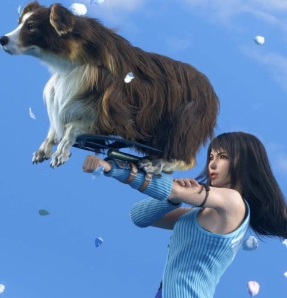 GamerRinoa's tweet image. The fact that Rinoa has the ability to hypothetically compress time (if she felt like it) and has godlike sorceress powers but instead keeps using the dog will forever be hilarious to me