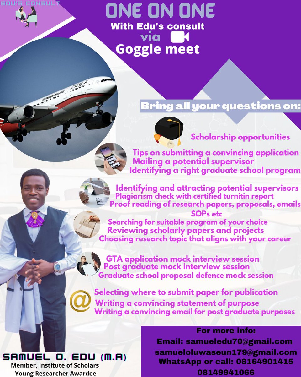 SamuelEdu16's tweet photo. What is worth doing at all is worth doing well. Contact Edu's Consult for a professional touch on your CV, a well written SOP, cold emails and all you need to know about scholarship application. We're just a DM away on this platform, email, WhatsApp or through phone call. https://t.co/eFzP78D2ON