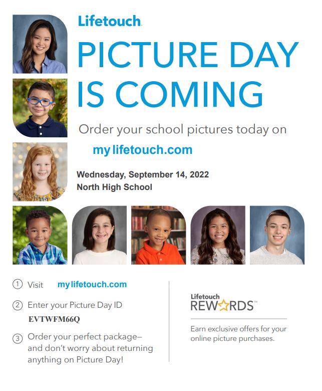 ecnorthhuskies's tweet photo. North High School Picture Day is on Wednesday September 14th, 2022. You can find order forms in the Main Office or Student Services. You can also order at https://t.co/f2hpwy5cTe using Picture Day ID : EVTWFM66Q. Come dressed to impress on Wednesday! https://t.co/R36JCRTLp0