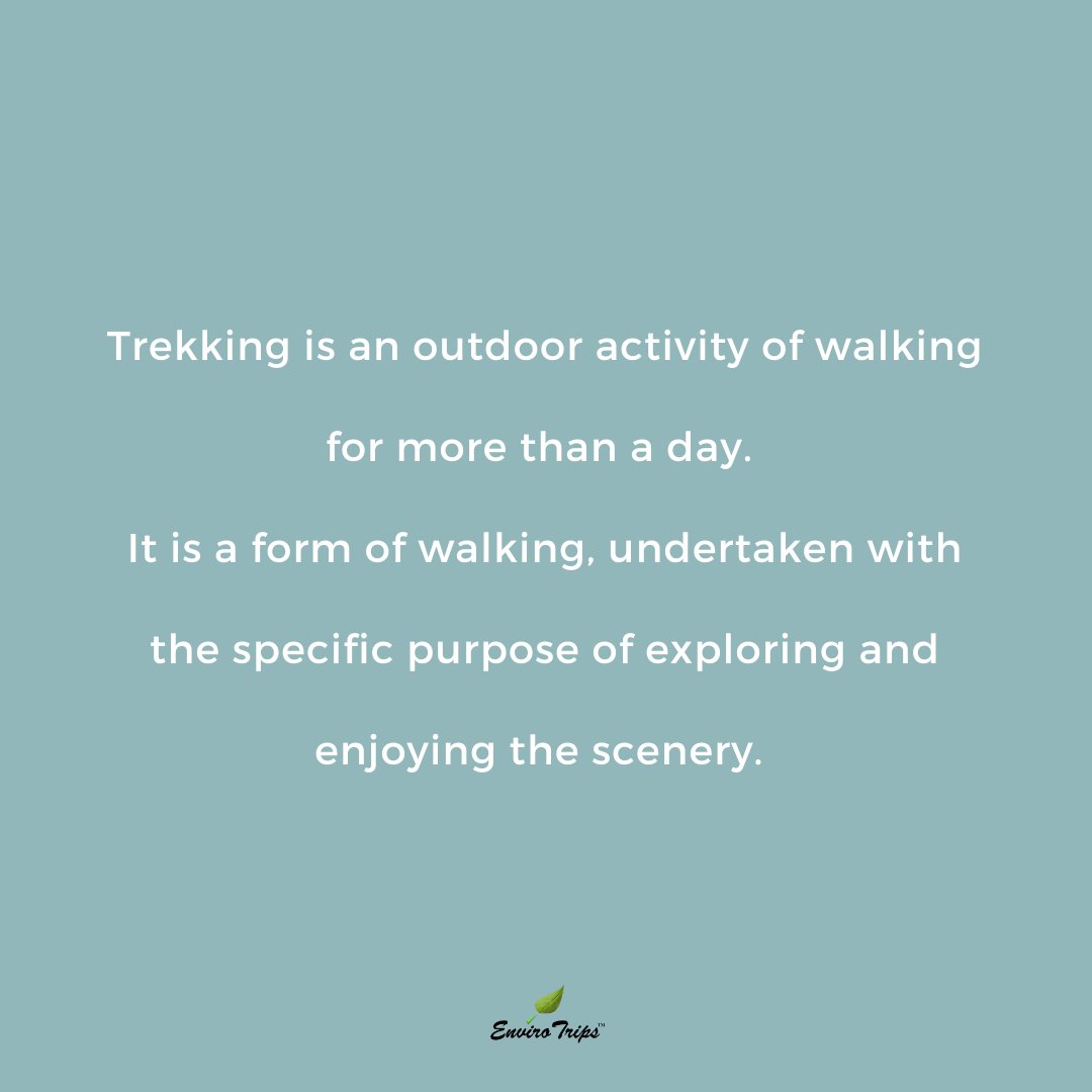 ENVIRO_TRIPS's tweet photo. TREKKING:

• One of the major benefits of #trekking is that it improves your physical health. .

• Spending multiple hours on the trail, climbing around boulders, rock hopping &amp; ascending a hill gives your whole body a workout, improving your strength, agility and cardio. https://t.co/CqDpkVkn6P