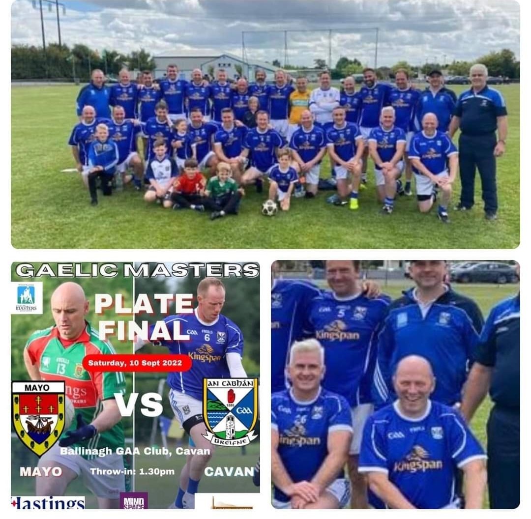 DennGAA's tweet photo. Congratulations to Denn man   Jerome Kiernan  alongside this brother Ronan and the rest of the Cavan Gaelic Masters team on winning the All Ireland Plate final against Mayo today in Ballinagh  on a scoreline of 2-11 to 2-10. 

We done Cavan 👏👏🏐🏐🔵⚪

https://t.co/vLUwymVd86 https://t.co/wp0yVZURjk