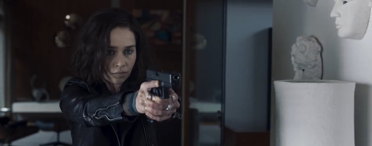 A first-look image of Emilia Clarke in Secret Invasion, highlighting her character’s fierce and determined demeanor.
