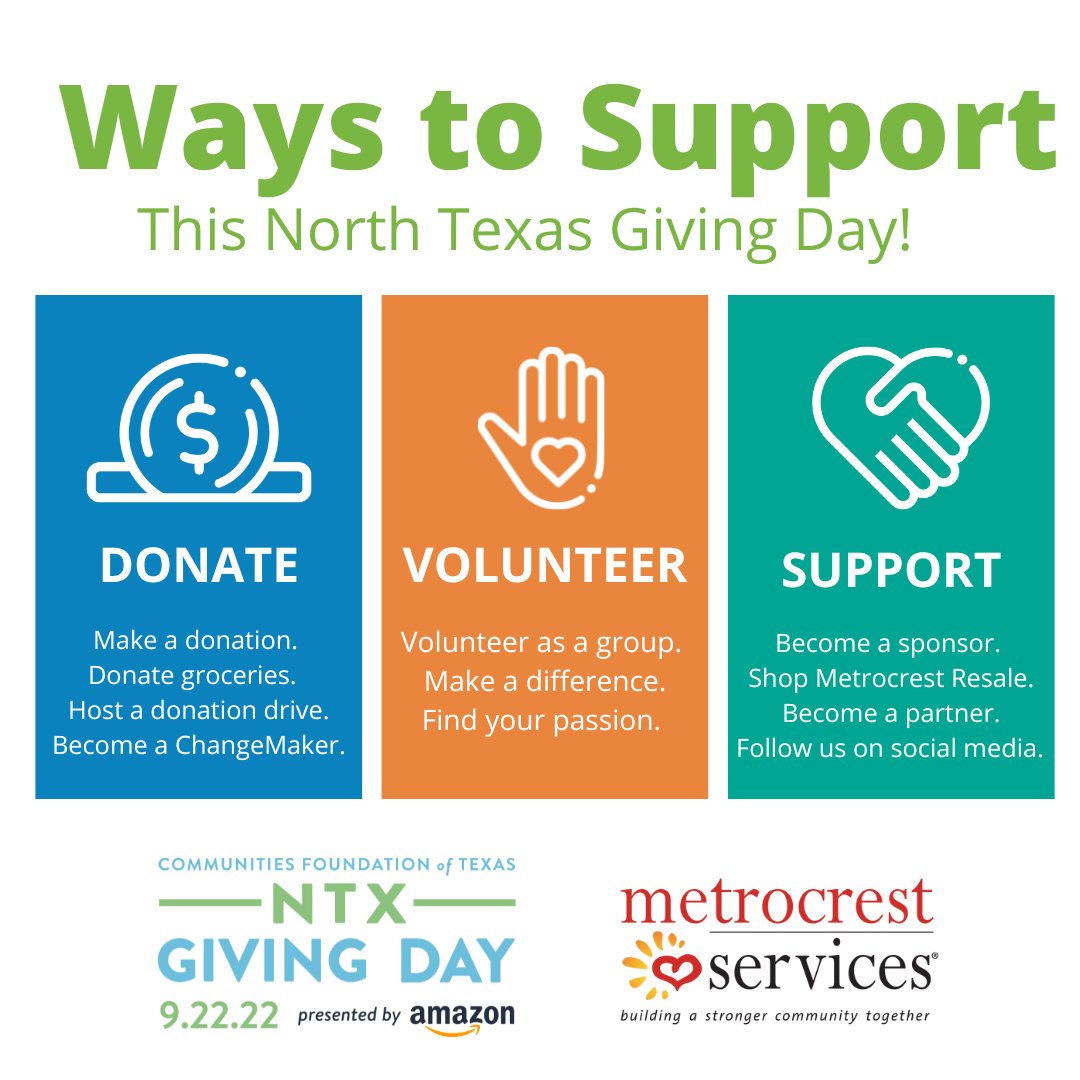MetrocrestHelps's tweet photo. 🎈North Texas Giving Day is an 18-hour community-wide giving event designed to empower every person to give back to their community. This #NTXGivingDay, learn the ways you can support Metrocrest Services in helping build a stronger community together!❤️  

#Metrocresthelps https://t.co/NKr8tUKnVZ