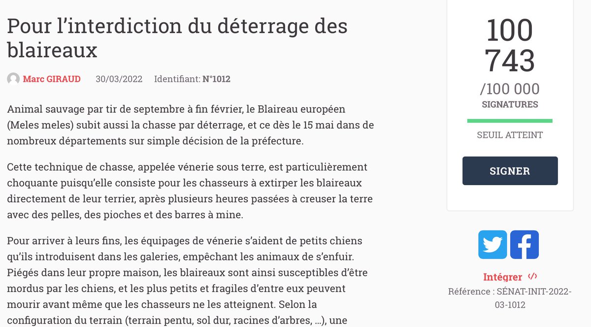 MGiraudNature's tweet photo. ON AA GAAAGNÉÉÉÉ ! Plus de 100 000 signatures, la pétition menée avec @ASPASnature sera soumise au #Sénat. Merci à toutes les associations qui nous ont soutenus ! https://t.co/7jeOxtgHRm