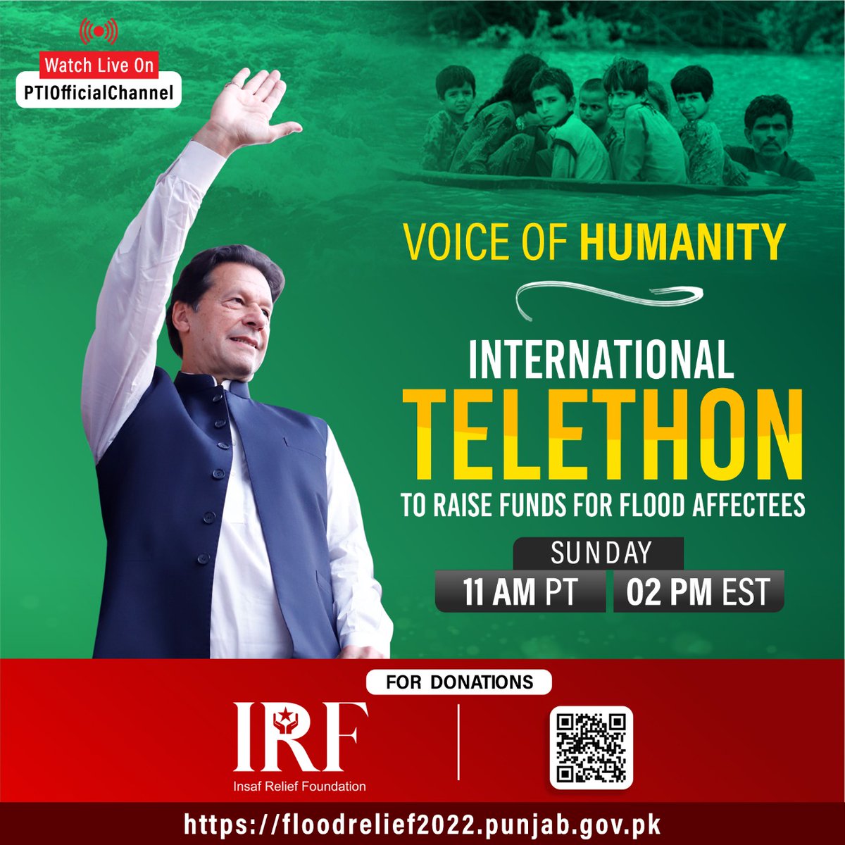 سیلاب متاثرین کیلئے عطیات جمع کرنے کیلئے کل میں ایک اور ٹیلی تھون منعقد کروں گا۔