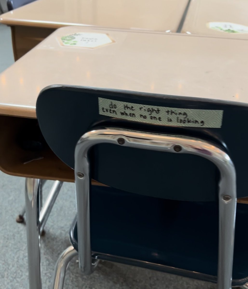 SarahGoodlow116's tweet photo. Been building our classroom community and working on mindset. Added positivity statements to the backs of all the chairs so students can be reminded throughout the day. #mindsetmatters #mentalhealth #SEL https://t.co/CaUKNyeZ7k