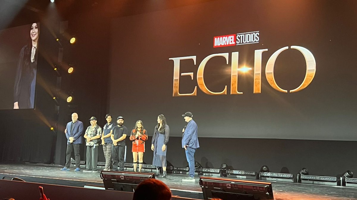 MundoGossip13's tweet photo. El cast completo de 'Echo' está en el escenario! #MarvelStudios #D23Expo #D23Expo2022 https://t.co/FlZMEZw7wM