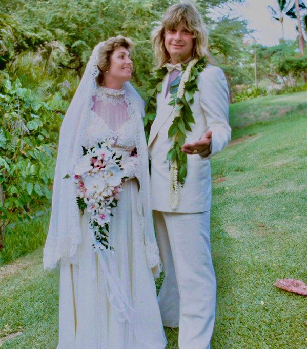 Sharon and Ozzy Osbourne on their wedding day, July 4, 1982.