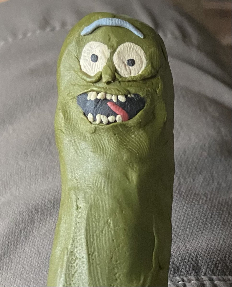 toshteam1's tweet photo. Pickle Rick in clay, before the dog got ahold of him. https://t.co/nBPvc3Fr2q