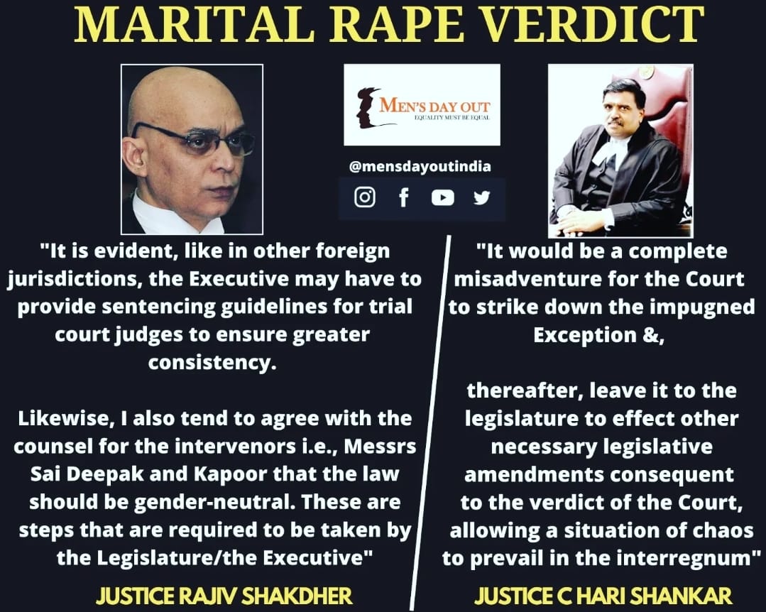 100X_gem_finder's tweet photo. A small group of Husband haters desperate to term Husband &amp; their family #Rapist via #MaritalRape Law for their self interest to grab husband family's hard earned money, property via arrest. When women excluded from Rape law, Dv act, CRPC125 never speak for equality @barandbench https://t.co/qKFn7lDOzz