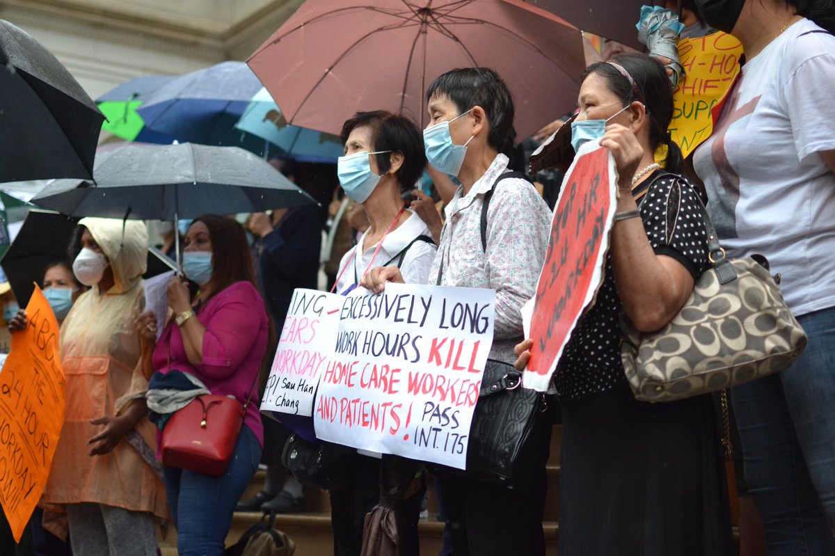 ZishunNing's tweet photo. Those opposing Int 175 claim there’s a “labor shortage”. But the best way to address it is to end the inhumane 24h workday. In case the opponents forget, immigrant women of color are human beings, too. They don’t like bad jobs that would kill them. #nomore24 https://t.co/PwB4rdO6Nd