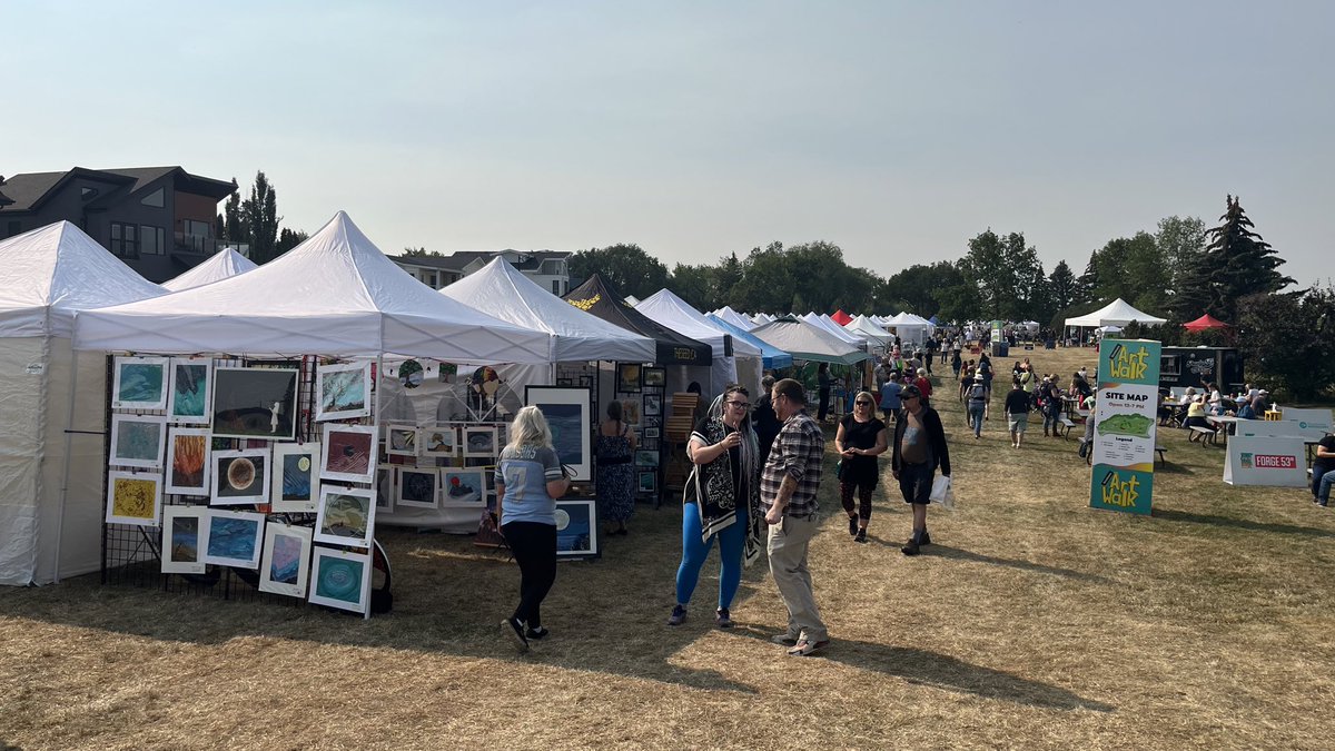 CBCradiotara's tweet photo. Spending the day in this blast of weekend heat @StrathearnArt emceeing the main stage and more than likely adding to my art collection. Come on by! #StrathearnArtWalk #yegarts https://t.co/mUPsJEeBhW
