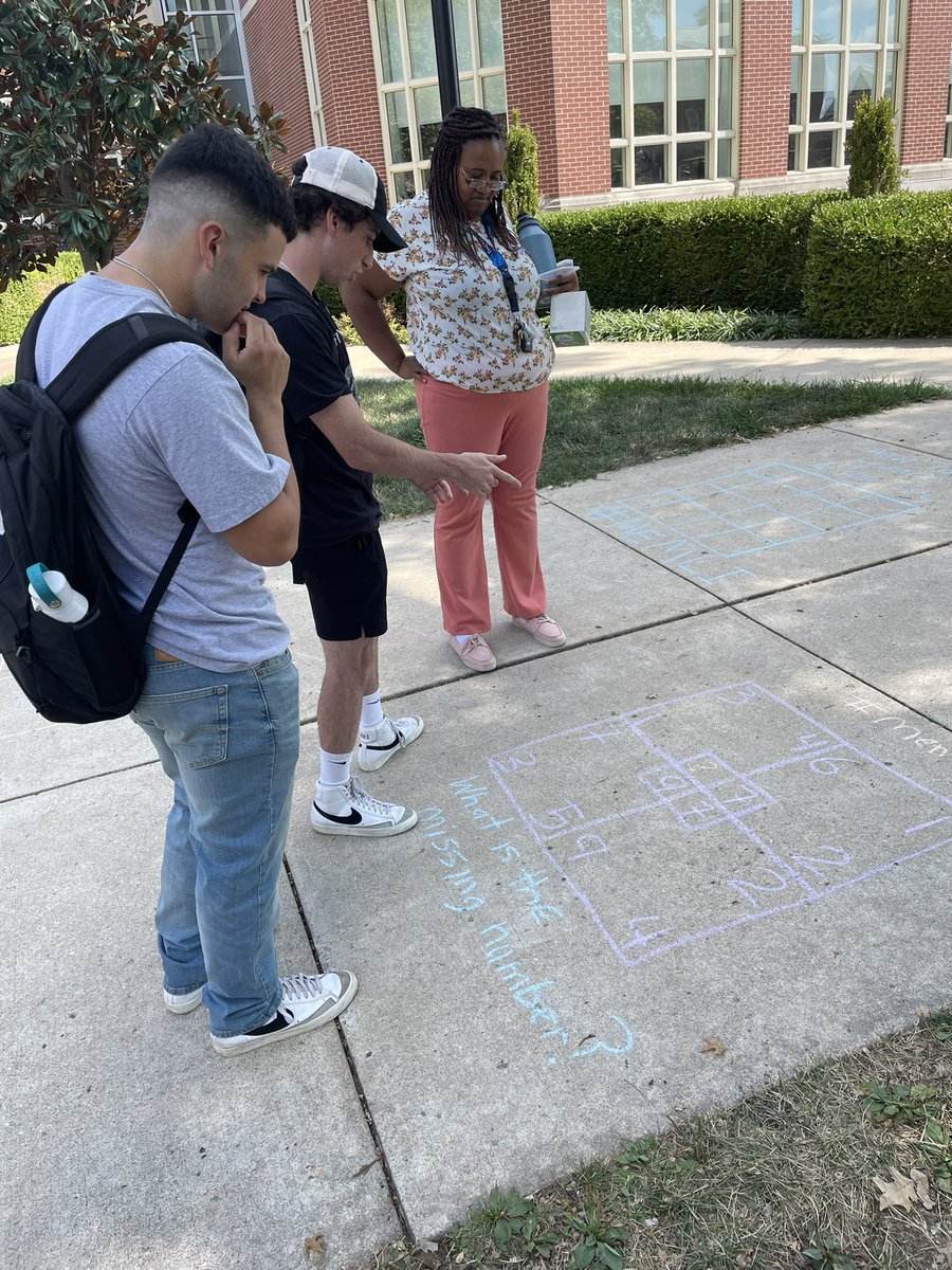 csheffel's tweet photo. These @mujschool students are rocking our #sidewalkmath reasoning tasks. #MEMLI #iteachmath #mizzou https://t.co/Gw3Cp5AfhH