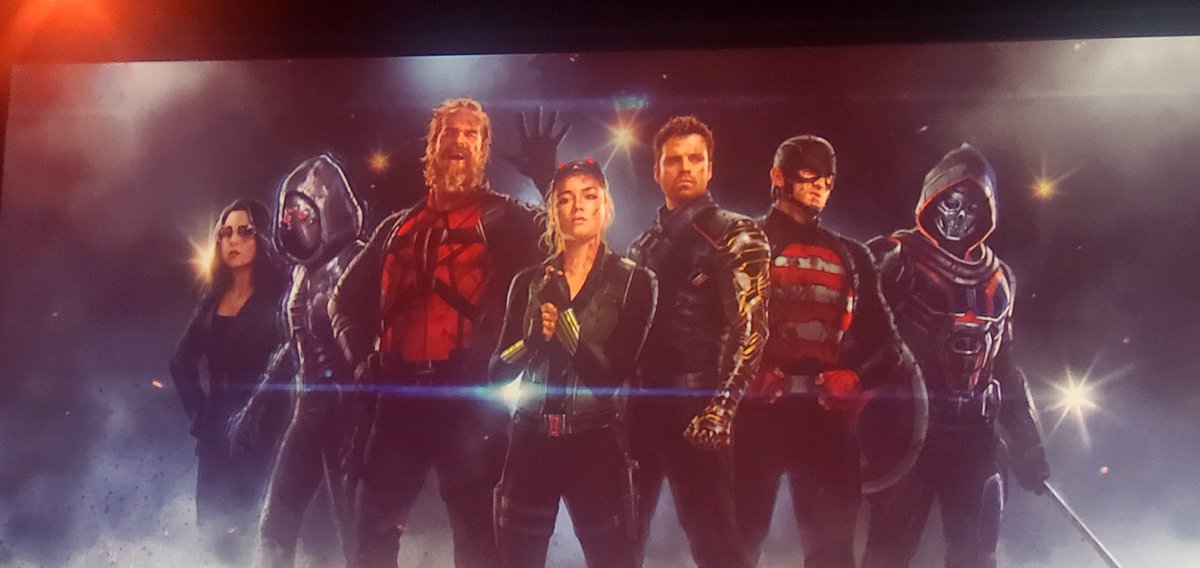 Official artwork for Marvel’s ‘THUNDERBOLTS’, starring Florence Pugh and Sebastian Stan. #D23Expo