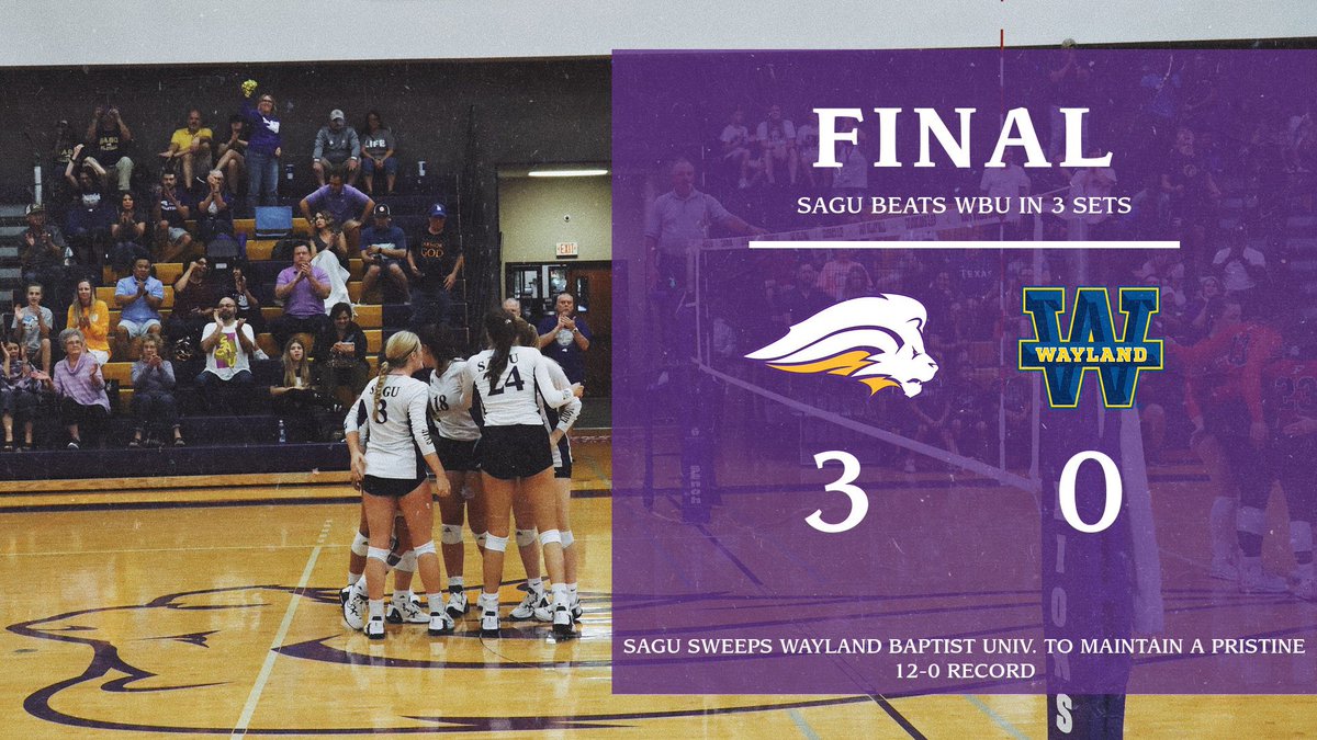 NelsonUSports's tweet photo. SAGU SWEEPS WAYLAND BAPTIST UNIV. TO MAINTAIN A PRISTINE 12-0 RECORD 🏐🧹 https://t.co/909n7Mu2cn