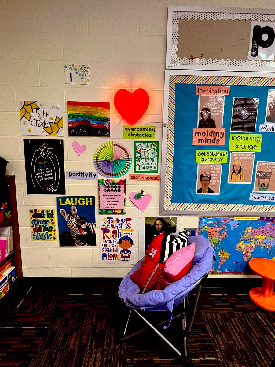 elementary_mc's tweet photo. We are committed to having a supportive classroom climate that helps students feel emotionally safe, part of a community of learners, motivated, and challenged. #belonging #emotionalsafety #studentcentereddiscipline #studentdesignedcorners #calmcorner #peaceplace https://t.co/RerTG8pM71