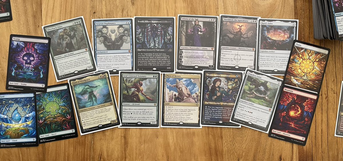 JGMcClellan's tweet photo. Favorite pulls from #dominariaunited booster box. The alternate art of the Legendaries are amazing. And those lands… #mtg #MTGDominaria https://t.co/t8rLjzGOzb