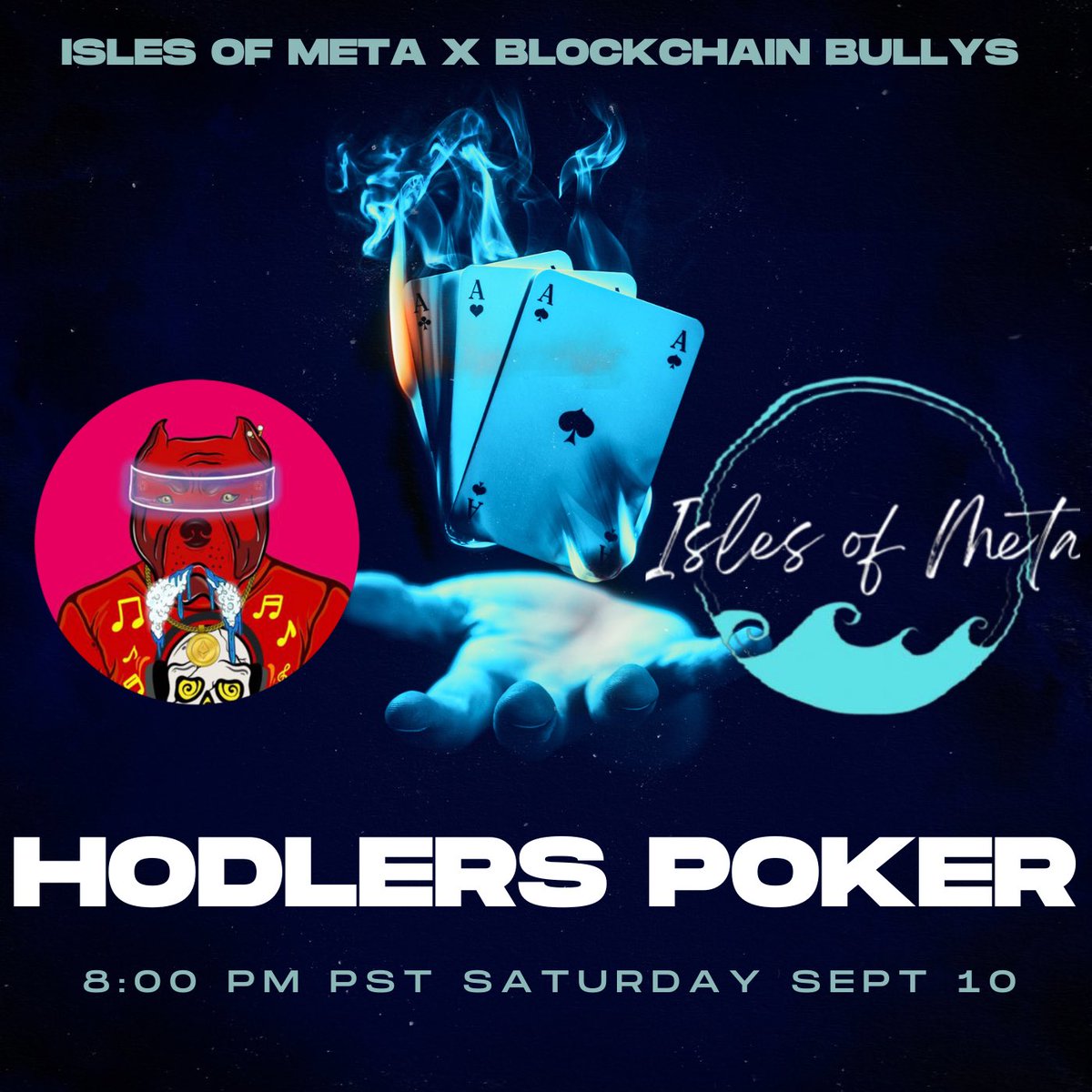 BLOCKCHAINBNFT's tweet photo. #Poker Starts In a Few Hours✨

Are you Holding an @IslesofMeta or a. @BLOCKCHAINBNFT if So you’re In Luck!  

1. Follow Both Communities 
2. Join Our Servers 
3. React to The Giveaways🎊
4. Download the pokerrr2 App 
5. Read the Rules
6. Have Fun
#islesofmeta #blockchainbullys https://t.co/kIM7GvO8Q7