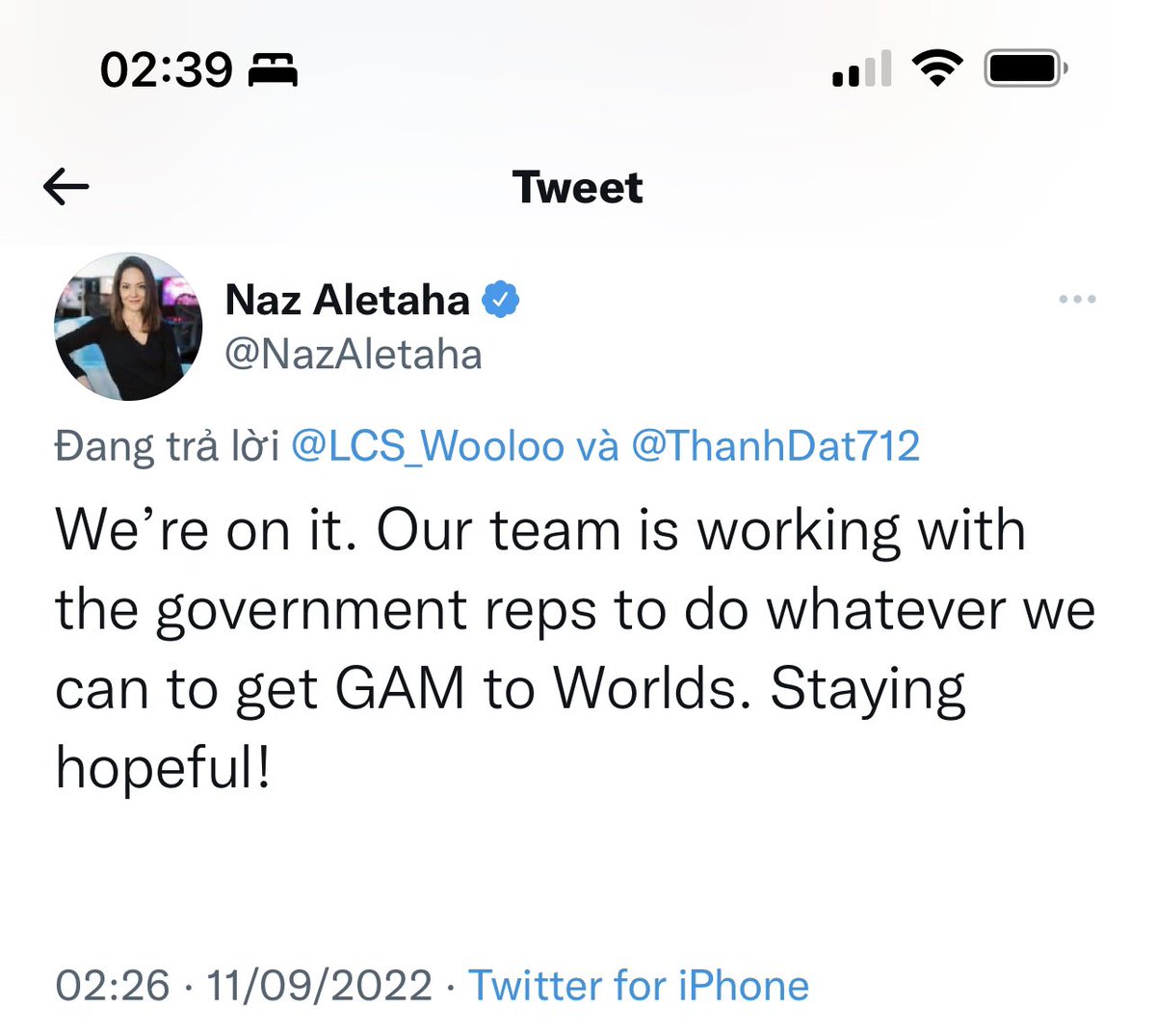 ThanhDat712's tweet photo. Thank you @NazAletaha 🙏 #BringVCStoWorlds https://t.co/5jcDZ7ZXQf