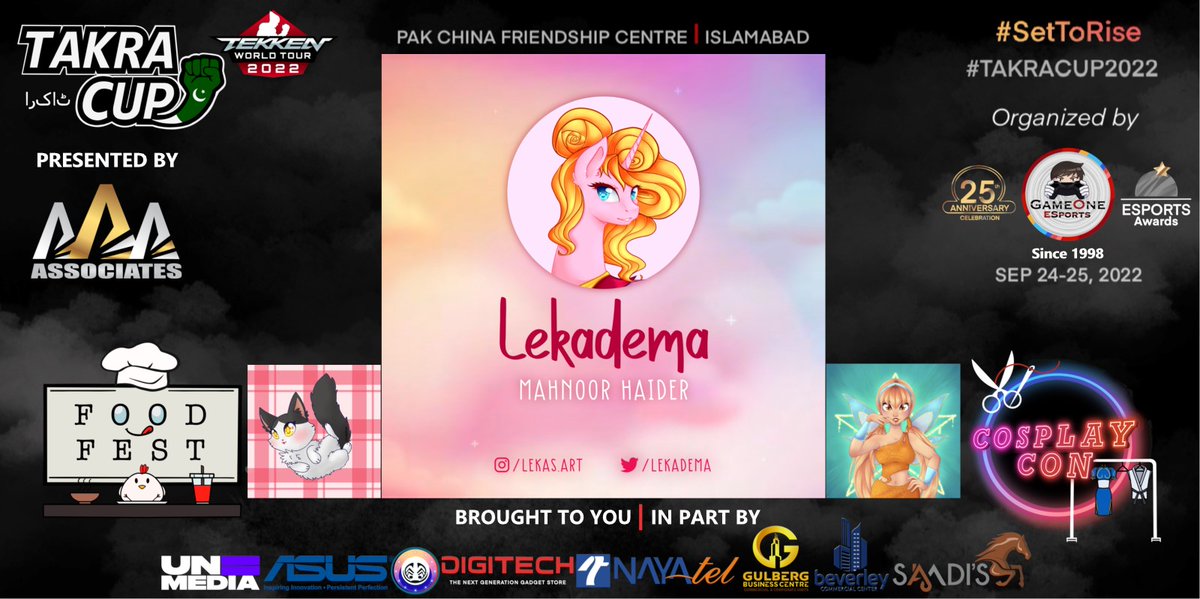 gameone_esports's tweet photo. We welcome one of the amazing illustrators of Pakistan, 
@lekadema to #TakraCup2022 #ArtistAlley
Stop by #MahnoorHaider 's booth and grab her special artwork. 
Follow Her on Instagram and see what she's got for you.
Instagram:  https://t.co/JwJobKKkUa

#TakraCup is #SetToRise https://t.co/139FGd9IS3