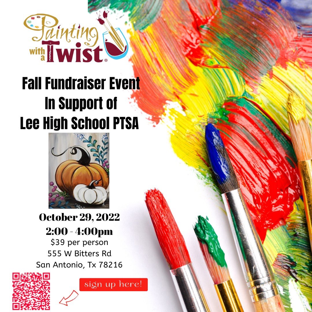 PTSA is hosting our fall fundraiser with Painting With a Twist. Percent of event will help support Campus Activities. Follow link to register. paintingwithatwist.com/studio/sananto…