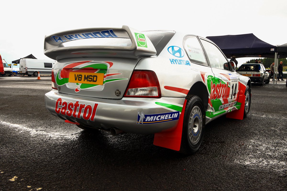 andrew_herny's tweet photo. The display of cars at the McRae Rally Challenge @krcircuit included MSD's Hyundai Accent WRC Evo 1 from the @OfficialWRC 2000 driven by Kenneth Eriksson & Staffan Parmander. #V8MSD #HyundaiAccent #Hyundai #Castrol #WRC #McRaeRallyChallenge #WRC2000 #AccentEvo1 https://t.co/VeYOucYvpp