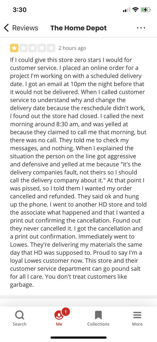 DestefanoGus's tweet photo. @HomeDepot since Twitter has a character limit. Here’s my experience today from your customer service rep at your Utica, NY location. https://t.co/Mx1M359nMN