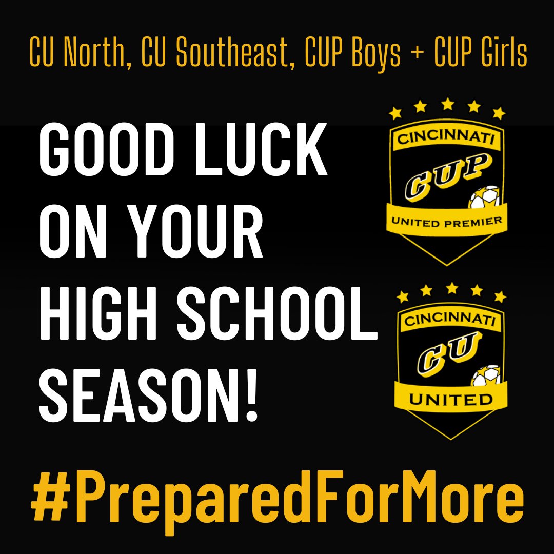 cincyunited's tweet photo. We are proud to help young people be #PreparedForMore. With Character, Unity, Person-first, Growth-minded, Ownership, Ambition and Love, we strive to help players achieve more in sport and more for their HS. To all CUSE, CUN, CUPboys + girls, good luck this HS season! https://t.co/bomry1XnHL